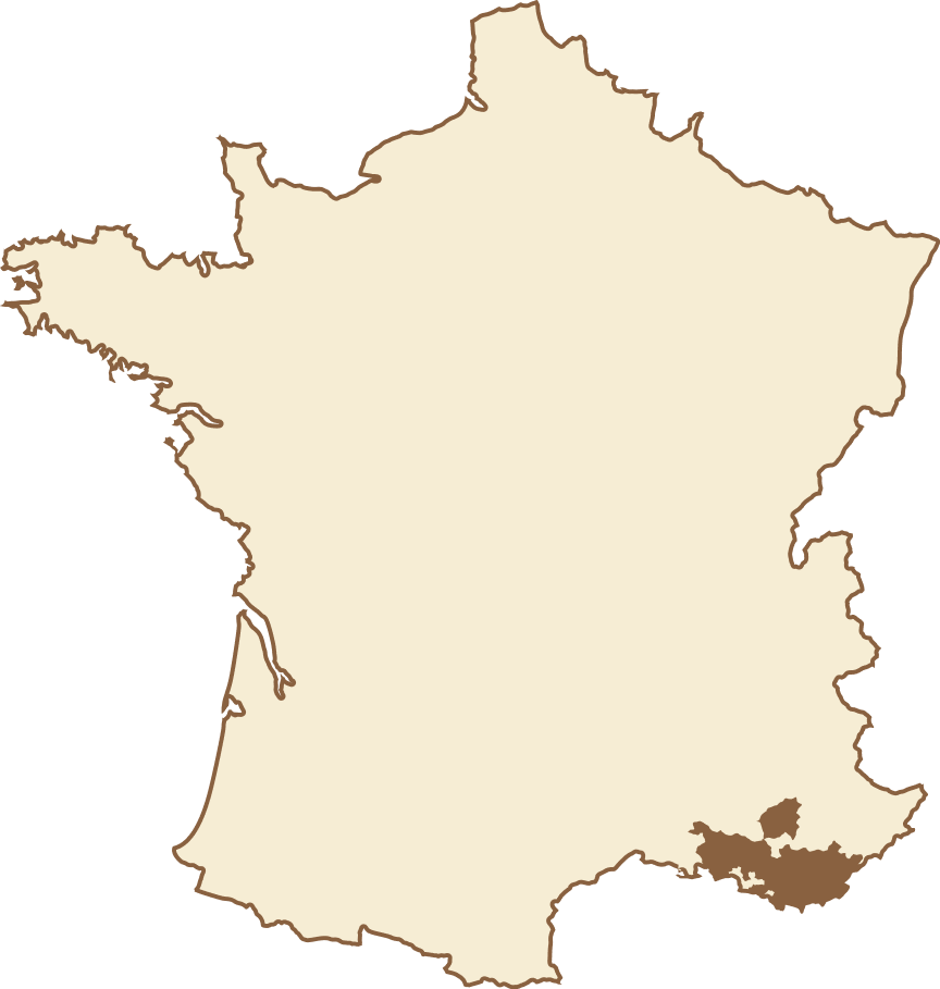Carte de France situant l'appellation Bandol, en Provence, au sud-est